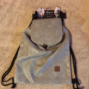 Gray Suede Knapsack